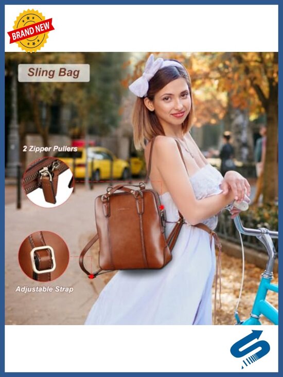 Genuine Leather Convertible Backpack Purse for Women Fits 9.7 inch iPad main image 5